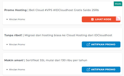 Cari promo IDCloudhost di Sadiskon