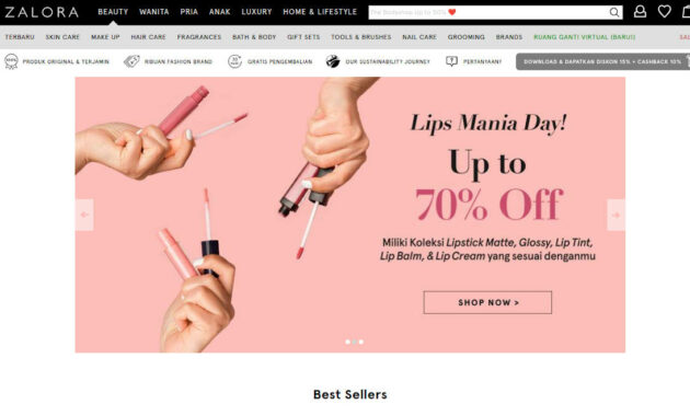 Tampilan Website Zalora versi desktop